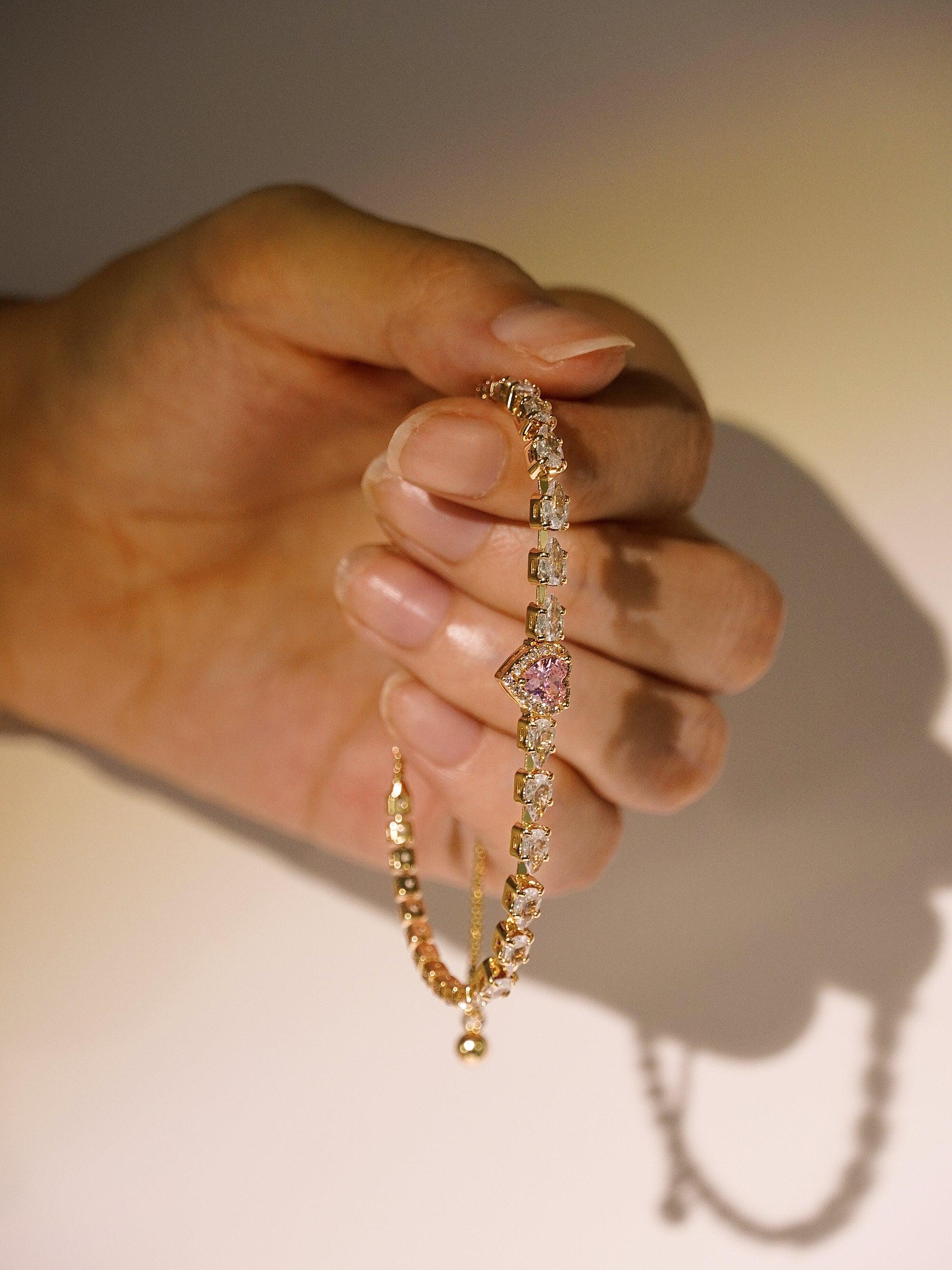 Soft Launch Pink Heart Tennis Bracelet